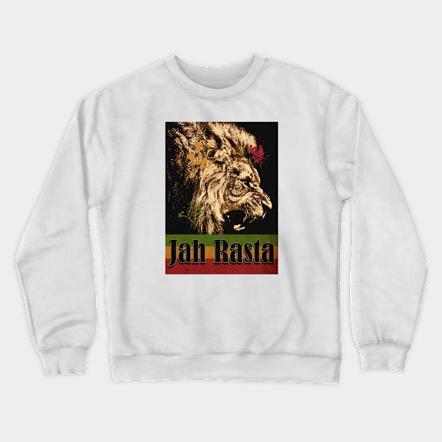 Jah Rasta Lion Crewneck Sweatshirt by CTShirts